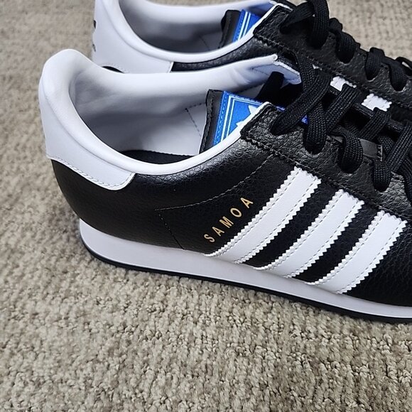 Adidas Samoa Sneakers Black White Leather Men's Size 7.5 Lace Up - Picture 7 of 9